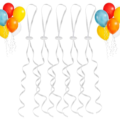50 Ballonverschlüsse Helium mit Schnur, Ballonverschlüsse mit Polyband Weiss, Ballonverschluss Ballonbänder für Machen Luftballon Girlande, Hochzeitsfeier, Geburtstag, Party