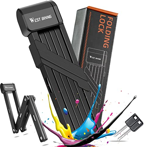 Faltschloss mit Halterung - fahrradschloss hohe sicherheit mit 80cm lang inkl 2 Schlüssel - Fahrrad schloss Ideal als e scooter, ebike (Black)