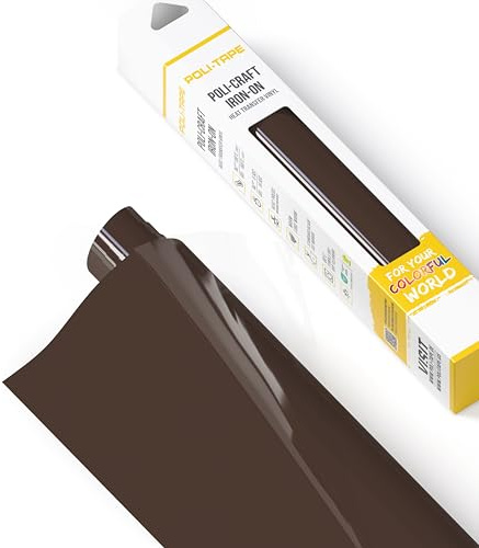 POLI-FLEX TURBO - Pellicola di trasferimento per tessuti, pellicola flessibile da applicare con il ferro da stiro, per magliette fai da te, marrone opaco, 30,5 cm x 122 cm