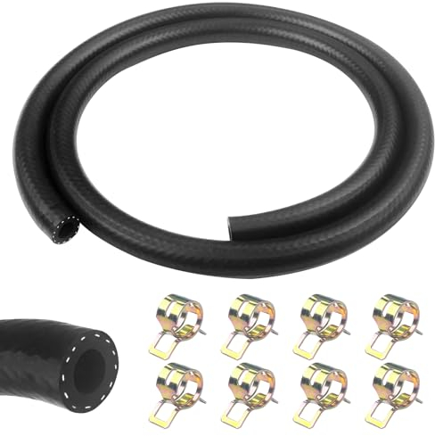 Newpop 1 Mètre durite essence, 8mm Diamètre Intérieur durite gasoil, tuyau essence avec 8pcs colliers de serrage, Tuyau de Carburant pour Camion, Voiture, Tracteur ou Petit Moteur