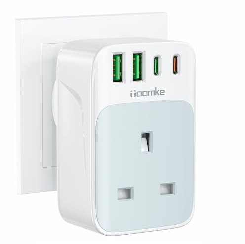 TOOMKE Multi Plug Socket with PD 35W USB C Fast Charge, Multi Plug Adapter Multi USB Extension Wall Charger Socket with 2 USB A and 2 USB C, Extension Plug Socket Adapter UK for Home, Office, School