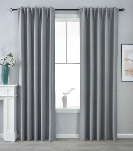 Gardinenbox 2er Set Verdunkelungsvorhänge 100% Verdunkelung HxB 245x140 cm Grau »Boston Dark« mit Multibandaufhängung, 2023600-2