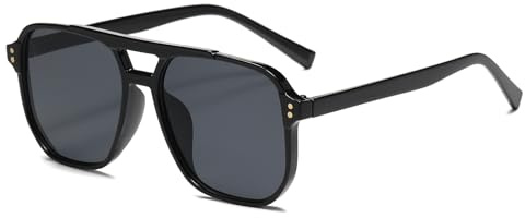 YAMEIZE Gafas de Sol Piloto Hombre Mujer Cuadradas Doble Puentes Retro Gafas Grande 70s Estilo Vintage Protección UV400