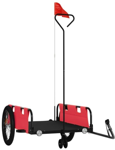 vidaXL Bike Trailer - Red/Black Cargo Hauler 45kg Capacity - Bicycle Tow Cart with Iron Frame & Oxford Fabric - Dimensions: 135x68x37cm, Cabin: 80x55x20cm