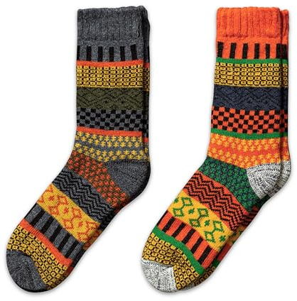 NORDIC Socks Premium 40% Merino Wool Blend Crew Socks for Men & Women, Moisture-Wicking, Breathable, Soft and Comfortable, 2 Pairs (6-9, Svea)