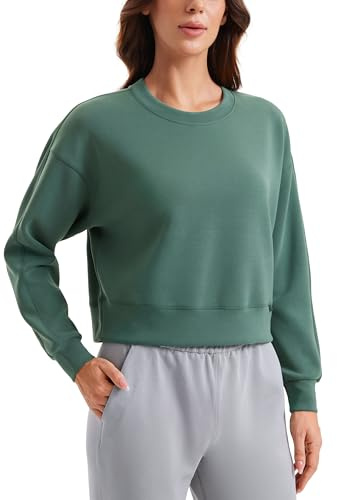 CRZ YOGA SoftAura Rundkrage-tröjor | Persiko-luddig textur, Casual, Avslappnad passform, Pullover, Sweatshirts för kvinnor
