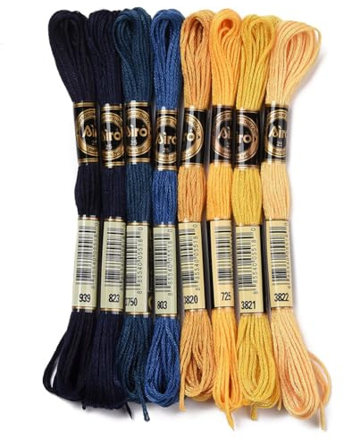 CABODYALS 8 nystan 64 m broderi tandtråd armband 6 strängar svart blå gul gradient korsstygn vänskap nålspets garn trådar för att göra korsstygn hantverk
