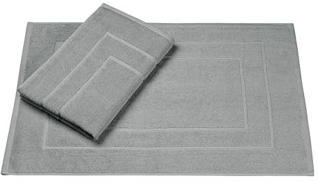 Homewell Badvorleger | 50 x 70 cm 2er Set | 100% Baumwolle | Duschvorleger Duschmatte Doppelpack | Farbe: Grau