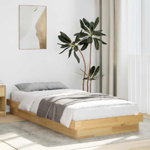 vidaXL Massivholzbett ohne Matratze 100x200 cm Eichenholz, Bettrahmen, Bett, Bett Massivholz, Schlafzimmermöbel, Bett Holz, Einzelbett, Holzbett