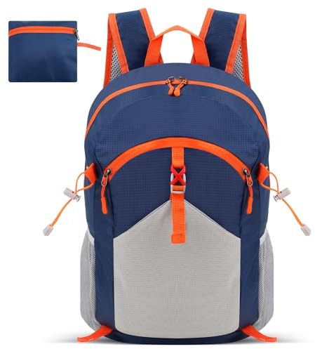 Cozary Sac à Dos Pliable, 28 L Ultraléger Sac à Dos Homme Femme, Sac de Voyage Pliable, Imperméable et Léger Backpack pour Randonnée, Sport et Voyage