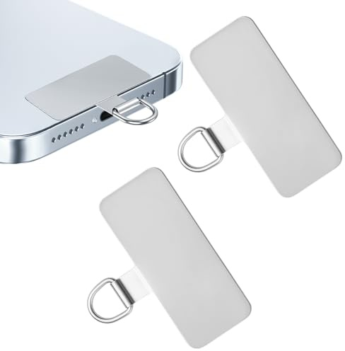 flintronic Taggar för telefonband, 2 st mobiltelefonsnodd, snoddkuddar, metall crossbody mobiltelefon snodd i silver, telefonrem anslutningsklämma kompatibel med de flesta smartphones, @22 Silver-3, 5