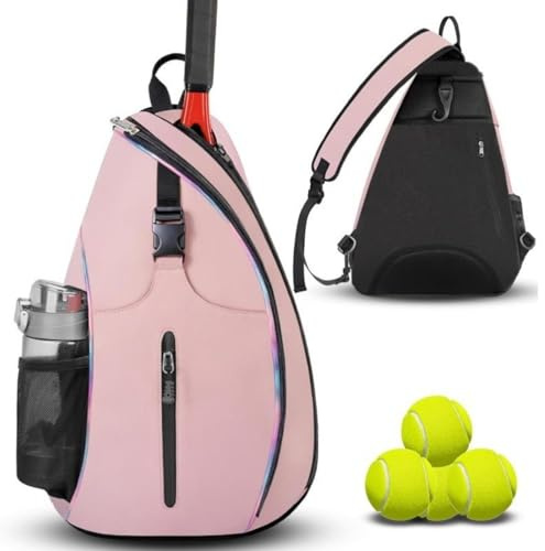 QIUPFGUT Borsa Da Tennis Per 2 Racchette, Zaino Da Tennis, Badminton, Padel, Squash, Pickleball, Borsa Di Trasporto, Rosa