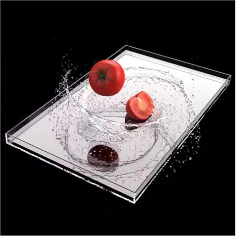 Fotorekvisbricka tillverkad av transparent akryl, höjd 6 cm (2,3/3,9 tum), visningsfodral, platt vattentank, bärbar förvaringslåda för mat och kosmetika (60 x 40 x 6 cm/23,6 x 15,7 x 2,3 tum)