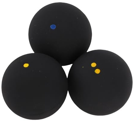 Qalvona Set de Pelotas de Squash 3 Piezas, Goma Elástica, Puntos, Amarillo y Doble Amarillo, para Entrenamiento Profesional y Principiantes