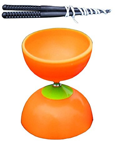 ZHOUBA Yoyo Pochette de diabolo chinoise professionnelle avec bâtonnets en métal Orange