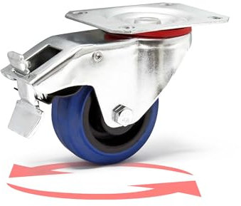 Rueda giratoria de transporte 80mm Plástico Freno 100kg Marcha suave Rueda muebles Carga pesada