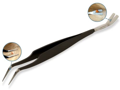 PurrCave® Pinze e gancio combinati 2 in 1 in acciaio inox, con pettine per pulci e lente d'ingrandimento, adatto per ogni dimensione | rimuovi zecche doppie pinzette | per cani e gatti