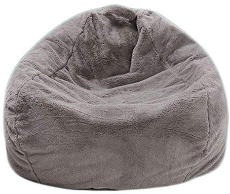 DTLEO Pouf Classique en Fausse Fourrure, Poufs de Salon Intérieur et extérieur, Salon, Balcon, Jardin, Sac de Haricots (sans Remplissage),Gris