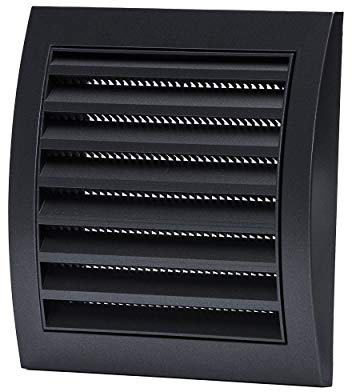 Vent Systems 100 mm (153x148 mm) Grille d'aération pour sèche-linge et tuyau d'évacuation de salle de bain, blanc à persienne, empêcher les insectes, les oiseaux et les rongeurs d'entrer - Noir 10cm
