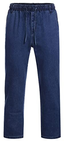 COOFANDY Jeans för män stretch rak elastisk midja denim jeans för män UK, BLÅ, S