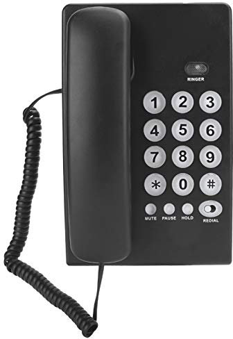 VBESTLIFE Telefono Fisso, Ufficio familiare Portatile KX T504, Rete Fissa Fissa, Telefono con Funzione Flash, ABS Nero