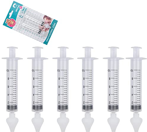 6 Stück Nasensauger Baby 10ML, Aolkee nasenspülung,Professionelle Baby-Nasendusche wiederverwendbar, nasendusche kinder, Tragbarer Baby-Kleinkind-Nasenreiniger mit Silikon-Nasenabsaugspitze