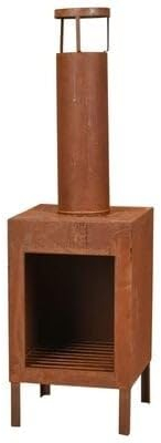 Ambiance Gartenkamin mit Schornstein - 30 x 40 x 100 cm - rostfarben