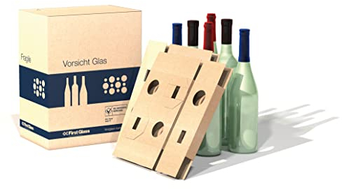 FirstGlass Eco - Lote de 5 cajas de envío para 6 botellas (certificado DHL y patentado), sostenible, fácil manejo