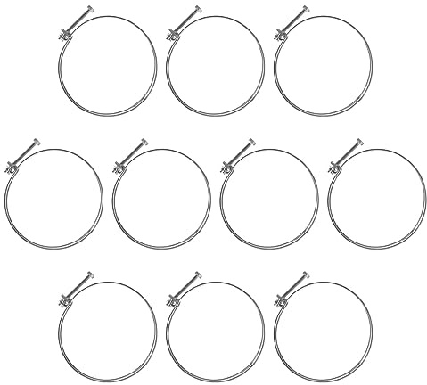 POWERTEC 70217-P2 5 Inch Double Wire Hose Clamp with bolt, Adjustable Hose Clamps for Dust Collection Hose, Dust Collection System Accessories, Dryer Vent Hose & HVAC Air Hose, 10 pk (Color May Vary)