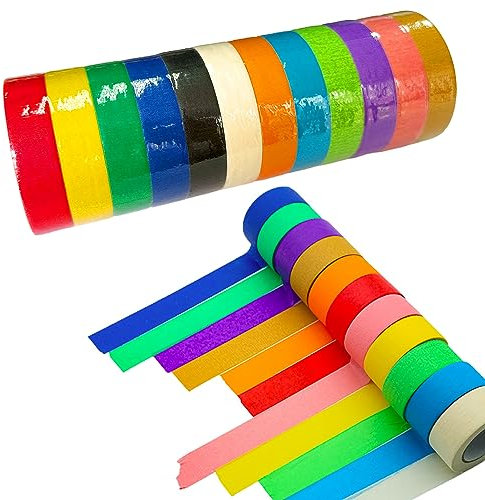 ATBUSS Lot de 12 Rouleaux de Ruban de Masquage en Papier de Couleur, Magnifique Ruban Multi-Usage pour Bricolage et Emballages Cadeaux DIY