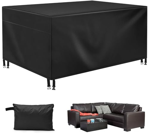 Rinhtma Funda Mesa Exterior Impermeable,Funda Muebles Jardin,Impermeable Anti Viento Anti UV Tejido 420D Oxford Funda Mesa Exterior,Adecuado para Juego de Muebles Mesa de Jardín(315 * 160 * 74)