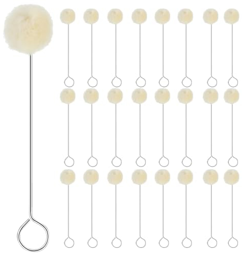 Molain 25 Stück Wolle Daubers, Wolle Daubers Ballpinsel, Woll-Daubers Ballpinsel Lederfärbewerkzeug wollwischer Ballpinsel Applikator mit Metallgriff für Färben Kleben und DIY Basteln(15cm)
