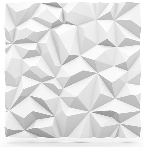 Deccart - 3D Wandpaneele 60x60 cm - Paneele Wand Wall Panels Deko Wandverkleidung Innen Panel Deckenverkleidung Decke Deckenpaneele Platten Styropor EPS-Polystyrol Diamant 0.72 m², 2 Stück, weiß