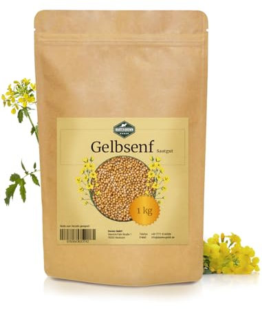 Martenbrown® 1kg Gelbsenf Ganze Körner - Weiße Senfsaat zur Gründüngung | Hochwertiges Saatgut für Bodenverbesserung & Nützlingsförderung | Natürlich, Glutenfrei & Umweltfreundlich