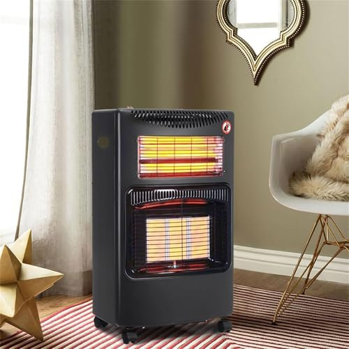 McbeAn Gas Heater, Gas and Electric Dual-use Heater with 2 Heating Ports, 3 Gear Adjustment, Overheat Protection, Floor-standing Gas Heater, for Home/Garage/Office