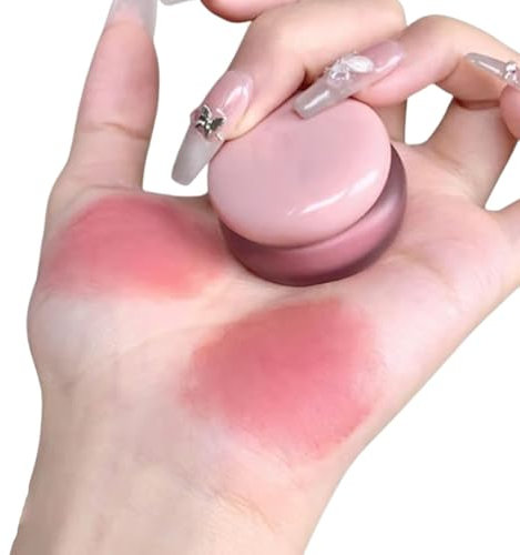 Rubor en Crema Labios y Mejillas, Pot de Pudín Coreano con Aplicador en Barra, para Difuminar Labios y Mejillas, Pot de Bálsamo Labial o Rubor para Maquillaje Multiusos(#02 with applicator stick)