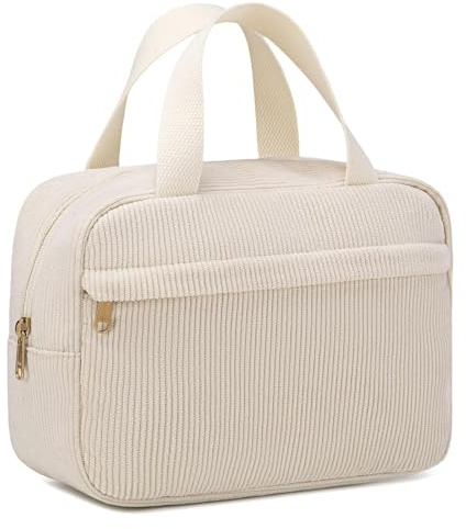 Aucuu Trousse de Toilette Voyage, Trousses de Maquillage en Corduroy, Sacs à Main Portables, Trousse Maquillage Grande Capacité, Cosmétiques à Glissière Portable pour Femme et Homme