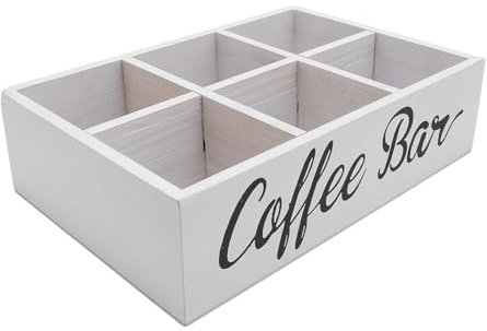 Organisatorin der Schwarzen Tee -Konsumenten, Organizer der Kaffeestation, -Kaffee -Pod -Halter mit Abnehmbaren Trennwänden, Holzhaus -Kaffeebar -Accessoires für Arbeitsplatten, 6 Fach, Schwarz