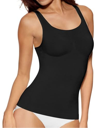 Lancry Débardeur de compression amincissant pour femme, haut gainant sans coutures, contrôle du ventre et de la taille (sans rembourrage) (Noir, XL)