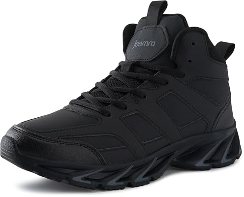 Joomra Men's High Top Walking Shoes Size 11 Basketball Fashion Mid Hi Tennis Sneakers Gym Ankle Street Sport Winter Boots Black 46
