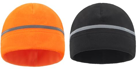 YJZQ Hiver Bonnet Polaire 2PCS Sports Toque de Sécurité Réfléchissant Visibilité pour Travail Extérieur, Cyclisme, Course Nuit, Bonnet Velours pour 14+