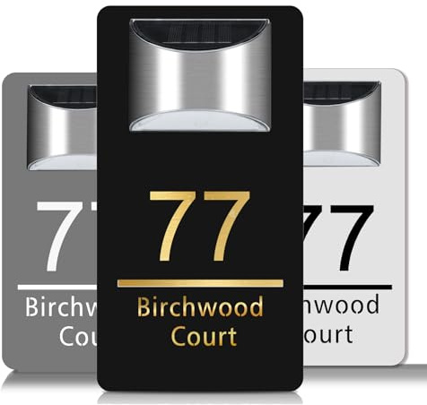 Targa con numero civico a energia solare, targa LED personalizzata con illuminazione a energia solare, numeri civici moderni in acrilico per casa e giardino, personalizzabile per nomi e numeri, facile