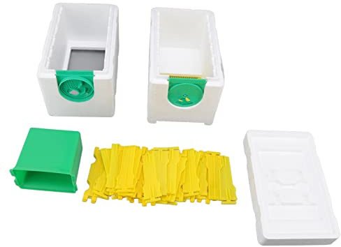 ANKROYU Queen Bee Breeding Box Double Layer Foam Frame Beehive Temperature Controlled Rearing System for Professional Beekeepers with Plastic Partition Board 29 x 24 x 15cm
