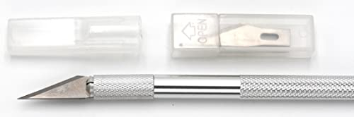 Allwin Skalpell Cuttermesser inkl. 5 Ersatzmessser, Hobbymesser aus Aluminium Schnitzmesser