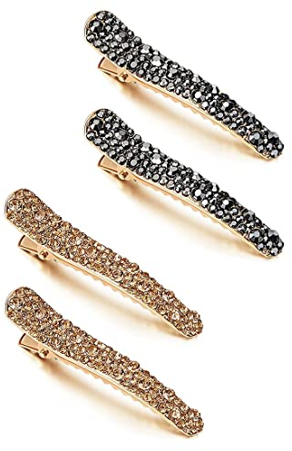 Clyhon 4 Stück Klaue Clips Haarklammern für Frauen Mädchen Metall Goldene rutschfeste große Haarklauenclip rutschfeste Haarspangen mit starkem Halt Halbmond Haarnadel für dickes dünnes Haar