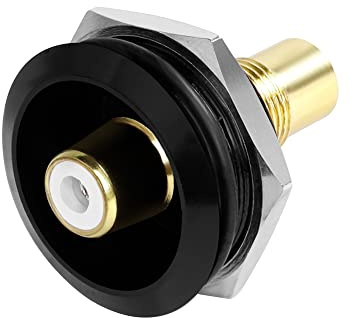 QIANRENON Guldpläterad RCA inbäddad gänga rund adapter, RCA-uttag till honpanel montering AV-kontakt, för TV, subwoofer, högtalare, förstärkare, fono, S/PDIF, (vit)
