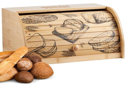 ecosa Brotbox aus nachhaltigem Bambus mit Rolldeckel Brotkasten Brotaufbewahrung Brotkorb Aufbewahrungsbox Brot Box Vorratsdose für Brot Brotkiste
