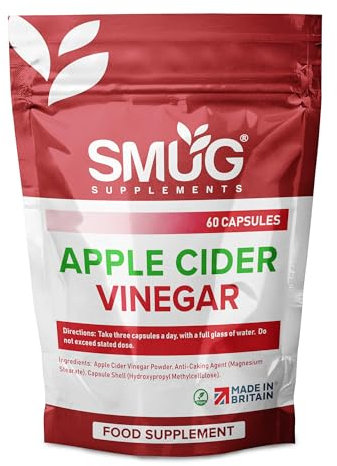 SMUG Supplements Apple Cider Vinegar - British Made - 1800mg Max Strength Daily Serving - Potent Vegan Capsules with Mother - Providing Essential Support Towards Health and Wellbeing
