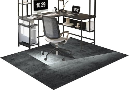XunZheng 100 x 150 cm Bürostuhlmatte | Gaming Teppich | Bodenschutzmatte für Hartböden | Schwarz/Weiß/Rot
