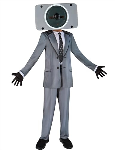 Rubies Disfraz Ski-Speakerman para niños y niñas, Skibidi Toilet, Retrete, Jumpsuit con traje impreso, máscara y guantes, Licencia Producto Oficial para regalar, cumpleaños, Carnaval